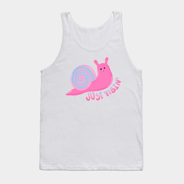 Just Vibin’ Pink Snail Tank Top by Moon Ink Design